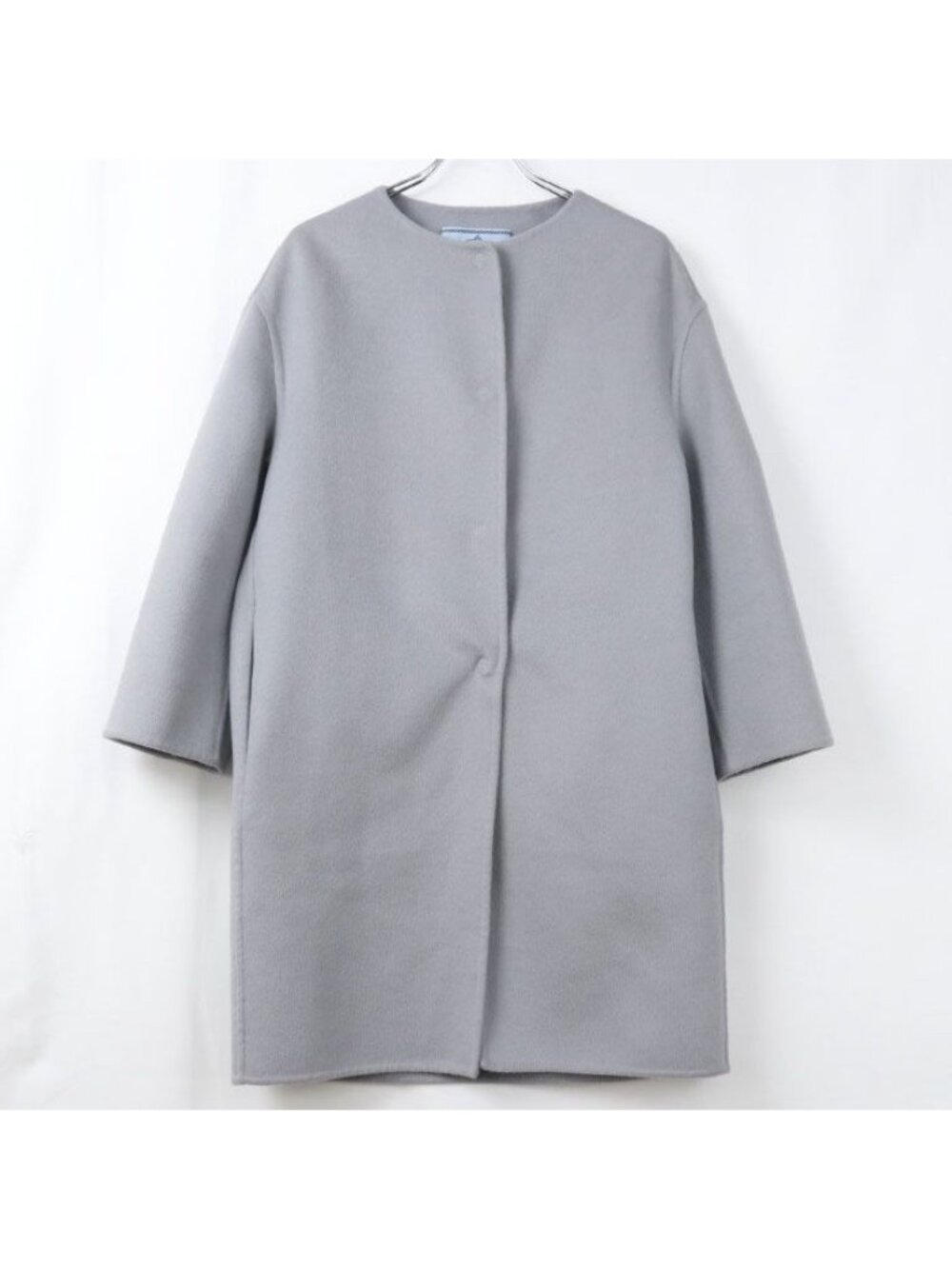 Prada Collarless Coat Gray